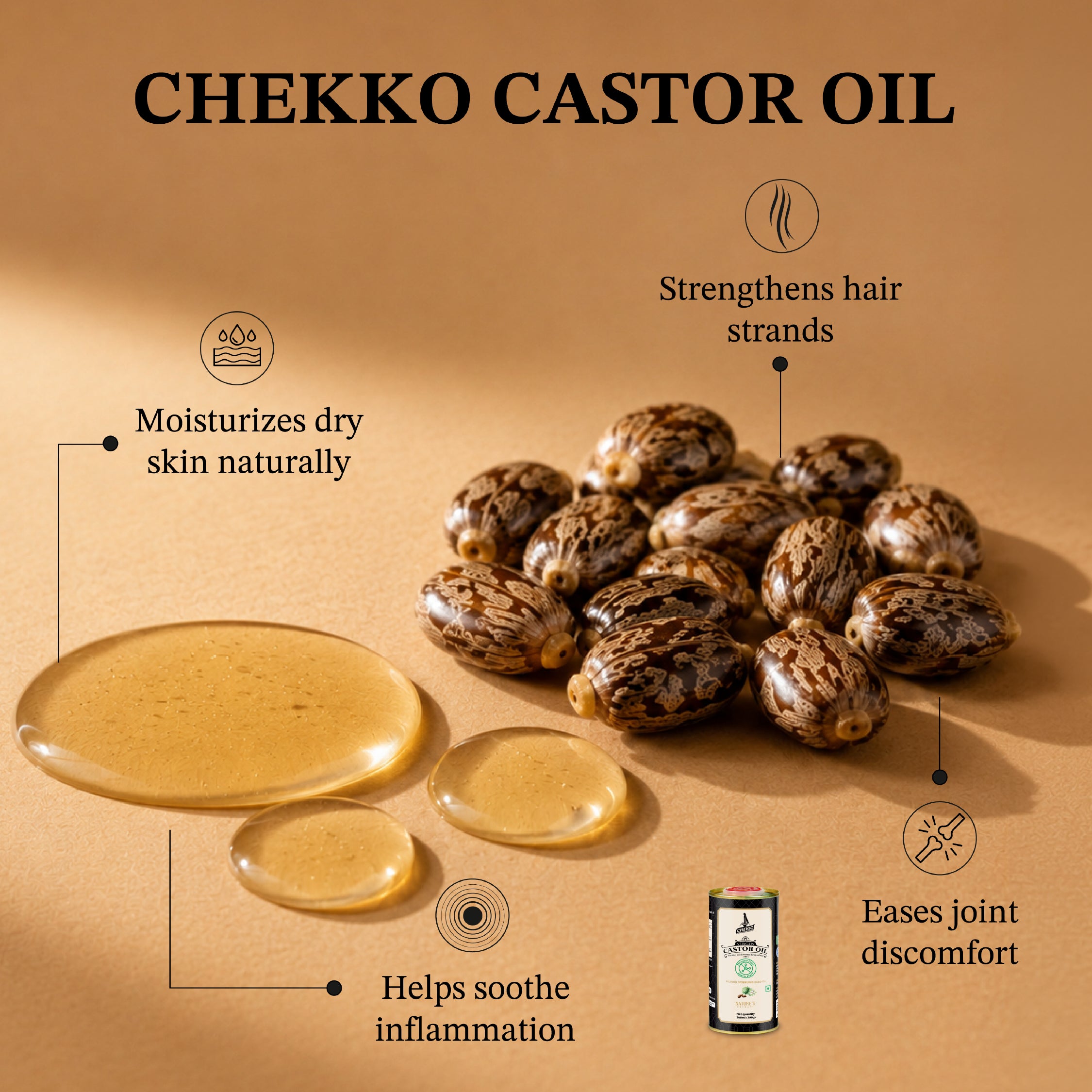 Chekko Cold Pressed Castor Oil – 100% Pure, Natural & Hexane-free