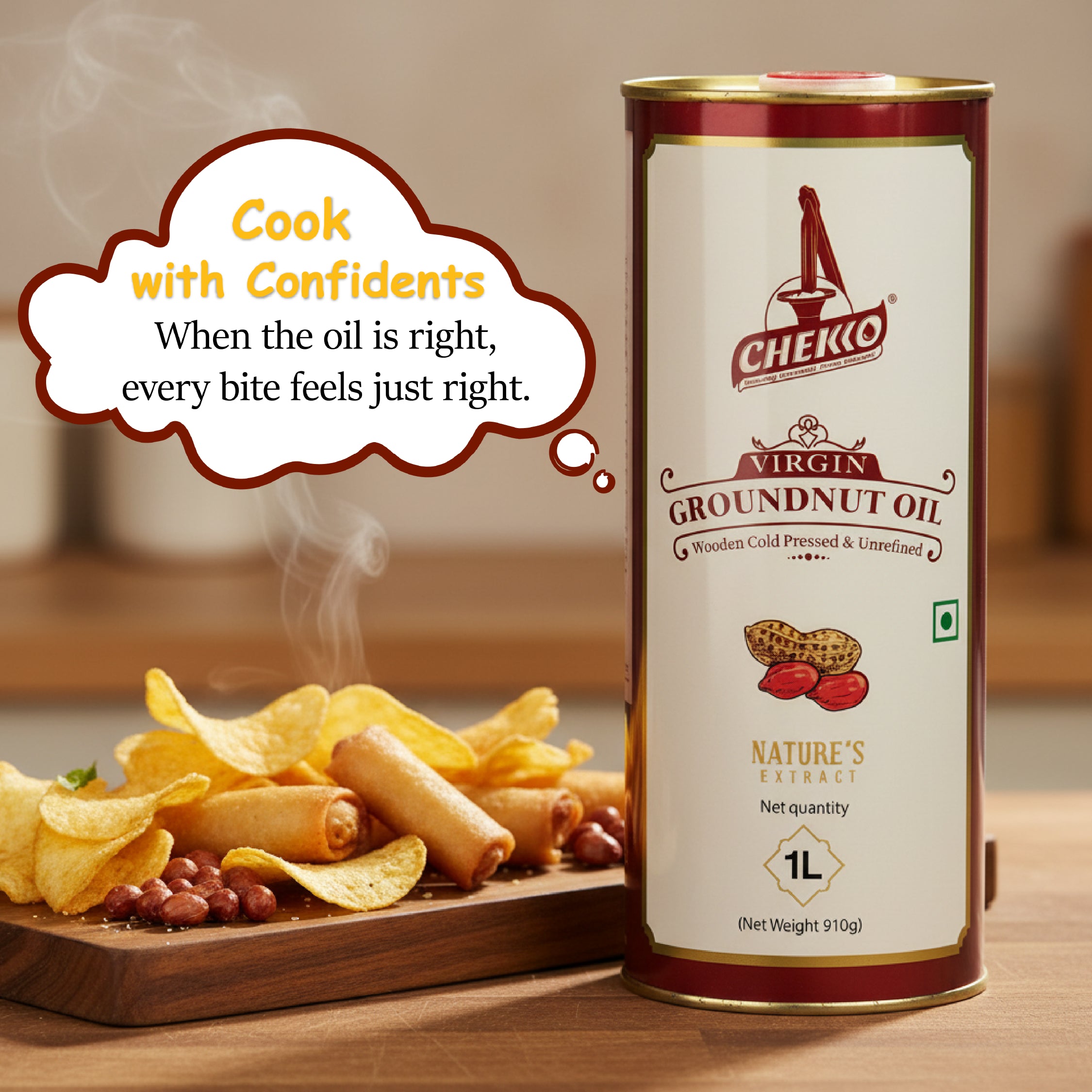 Chekko Cold Pressed Groundnut Oil | Wood Pressed Peanut Oil | Kachi Ghani & Chekku Oil