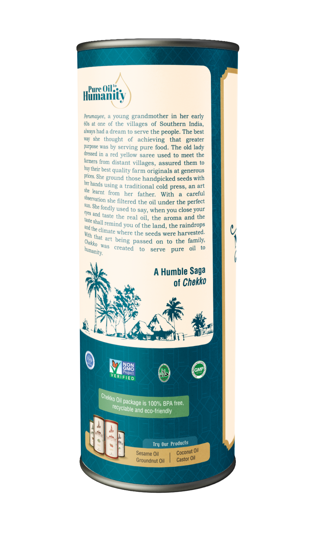 Chekko Cold Pressed Mustard Oil 1L – Kachi Ghani, Square Front Shot