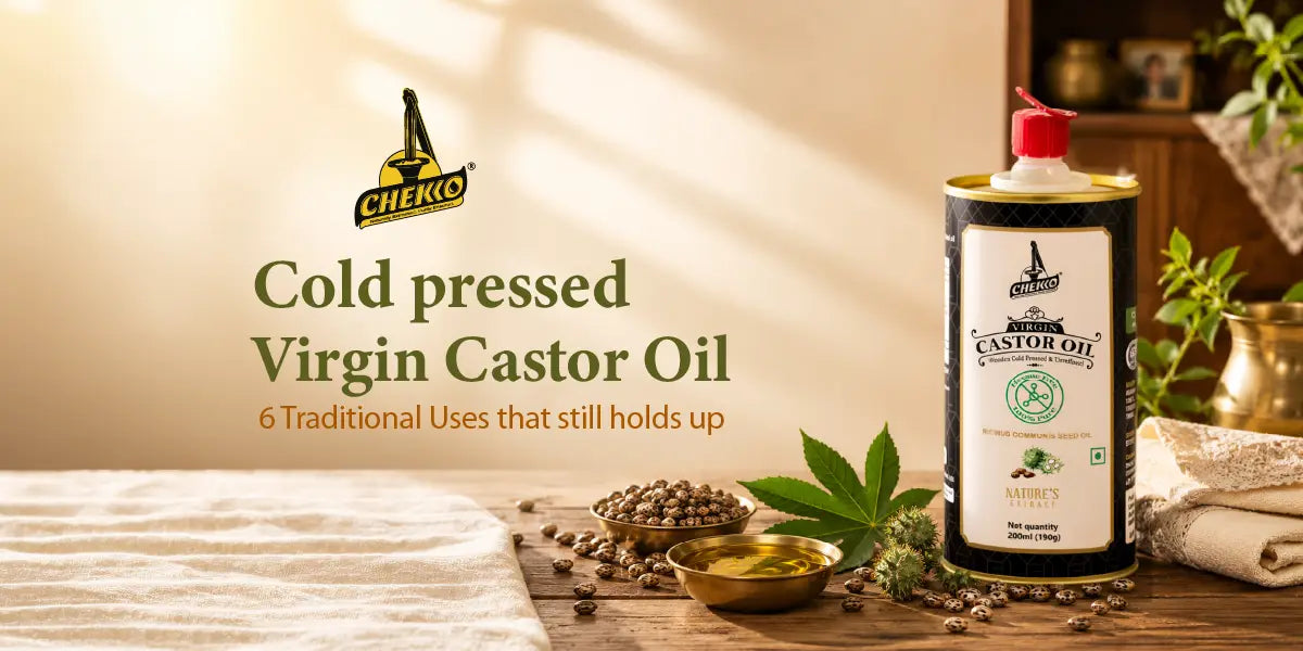 chekko cold pressed virgin castor oil | 100% pure 200ml castor oil for hair and skin care