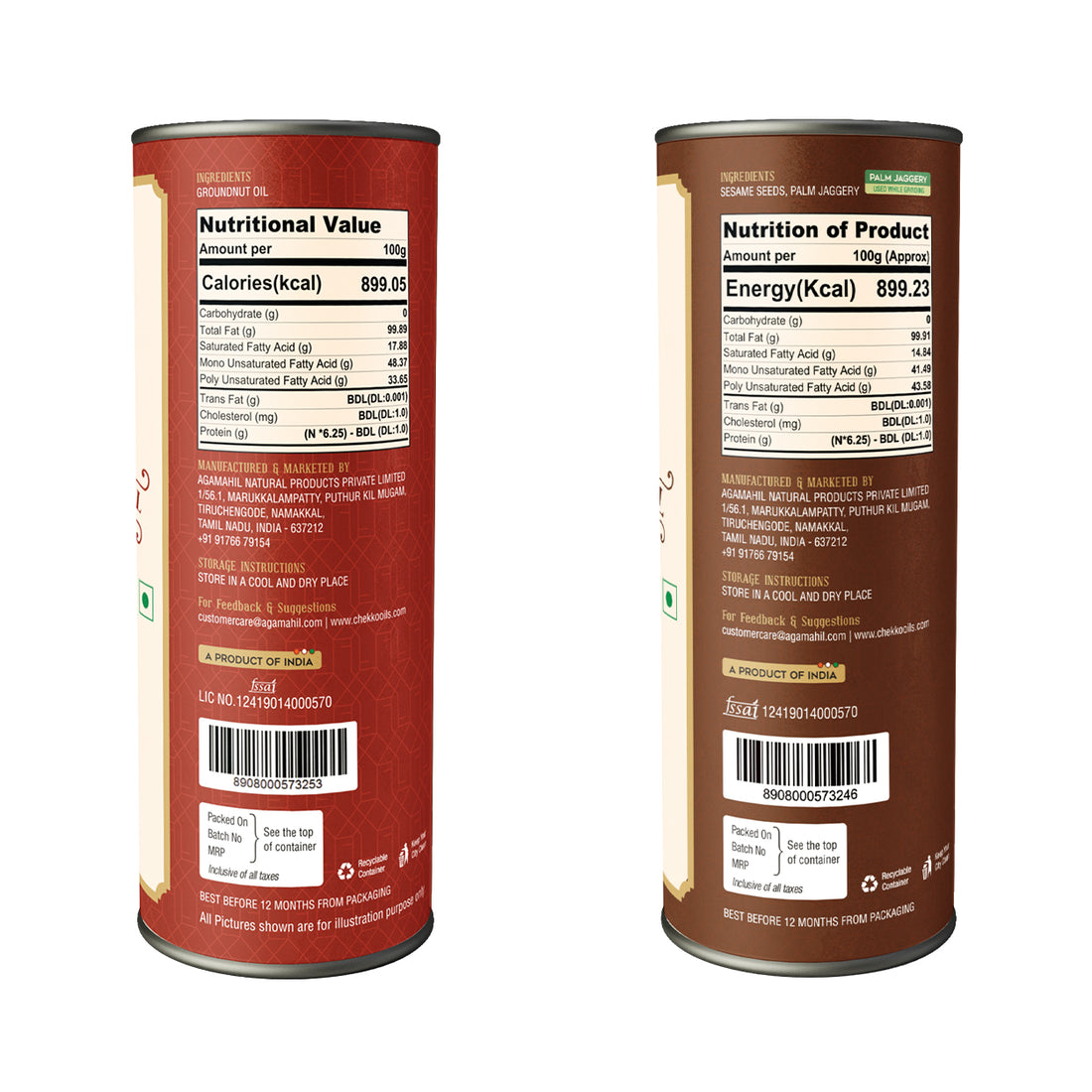 Chekko Wooden Cold Pressed Groundnut and Sesame 1 Litre Combo - Chekko Oils Store