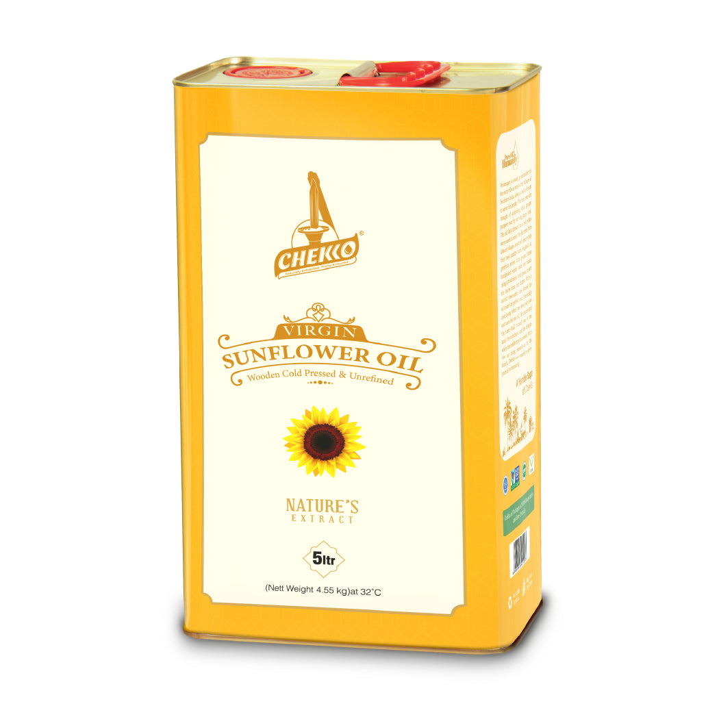 Chekko Cold Pressed Sunflower Oil - Pure, Natural &amp; Wood Pressed Sunflower Seed Oil