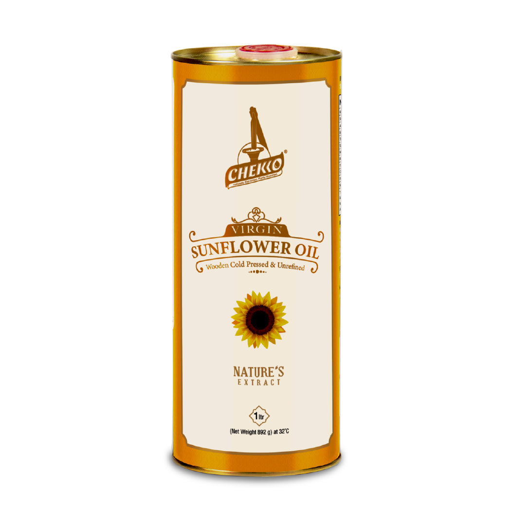 Chekko Cold Pressed Sunflower Oil - Pure, Natural &amp; Wood Pressed Sunflower Seed Oil