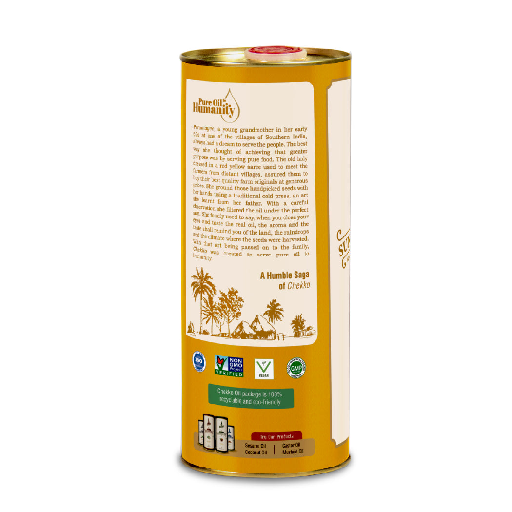 Chekko Cold Pressed Sunflower Oil - Pure, Natural &amp; Wood Pressed Sunflower Seed Oil