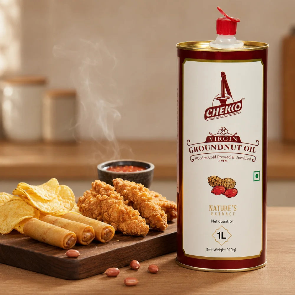 Chekko Cold Pressed Groundnut Oil | Wood Pressed Peanut Oil | Kachi Ghani &amp; Chekku Oil