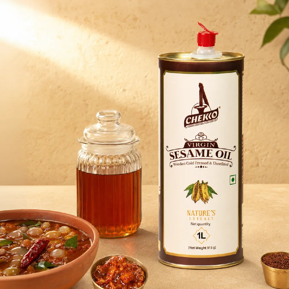 Chekko Cold Pressed Sesame Oil | Wood Pressed Gingelly Oil | Pure Til Oil