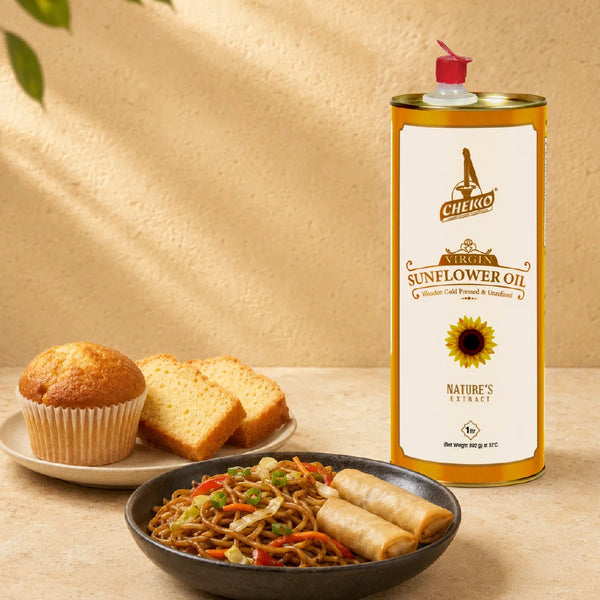 Chekko Cold Pressed Sunflower Oil - Pure, Natural & Wood Pressed Sunflower Seed Oil