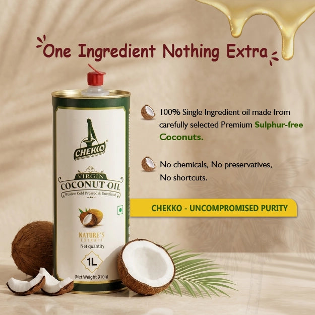 Chekko Cold Pressed Coconut Oil – Virgin, Pure &amp;  Wood Pressed Coconut Oil