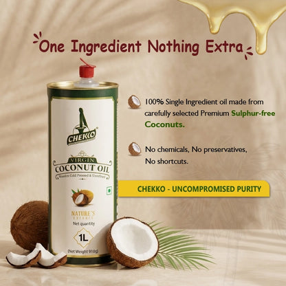 Chekko Cold Pressed Coconut Oil – Virgin, Pure &amp;  Wood Pressed Coconut Oil