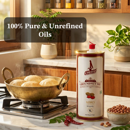 Chekko Cold Pressed Groundnut Oil | Wood Pressed Peanut Oil | Kachi Ghani &amp; Chekku Oil