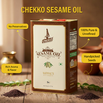 Chekko Cold Pressed Sesame Oil | Wood Pressed Gingelly Oil | Pure Til Oil