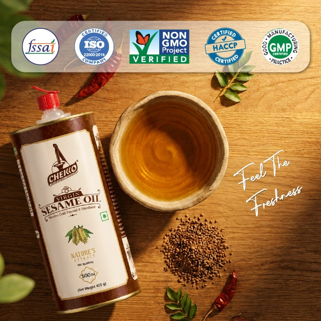 Chekko Cold Pressed Sesame Oil | Wood Pressed Gingelly Oil | Pure Til Oil