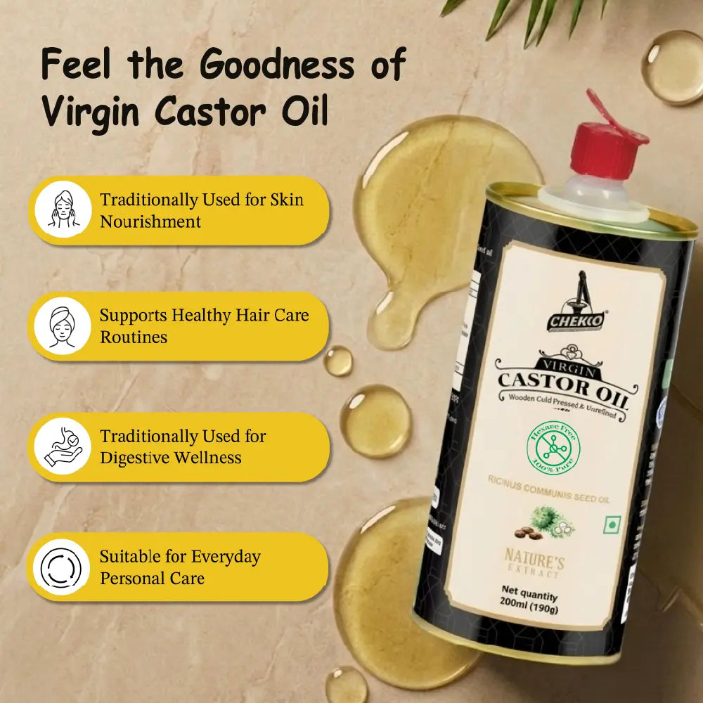 Chekko Cold Pressed Castor Oil – 100% Pure, Natural &amp; Hexane-free